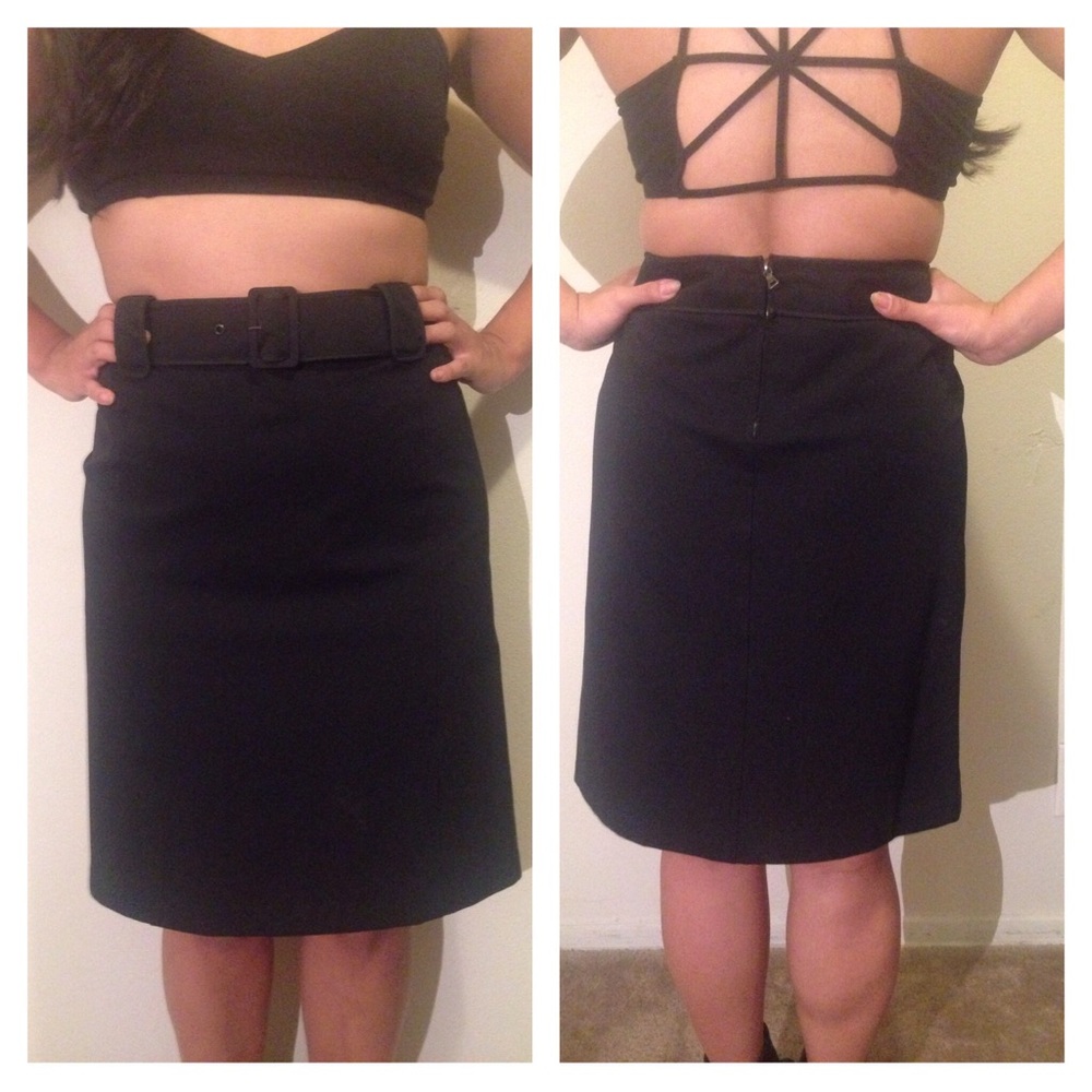 Prada Black Belted Pencil Skirt, EUR 42 / US 12/14